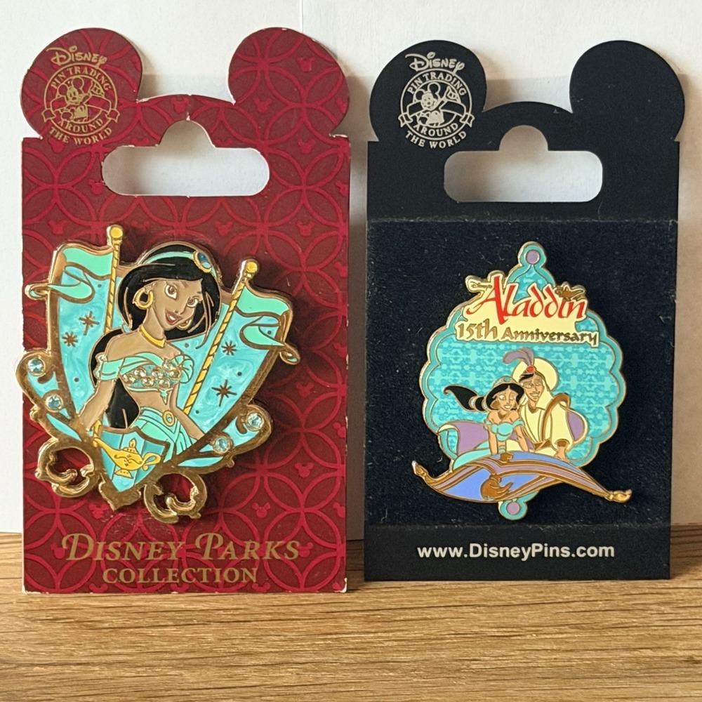 Walt Disney World 2 Pins Princess Jasmine Aladdin 15th Anniversary 2007 LE 1500